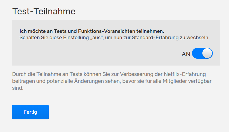 Netflix Testteilnahme ausschalten